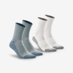 Quechua 2 Paires De Chaussettes De Randonnée Tiges Hautes Enfant MH100 Grises