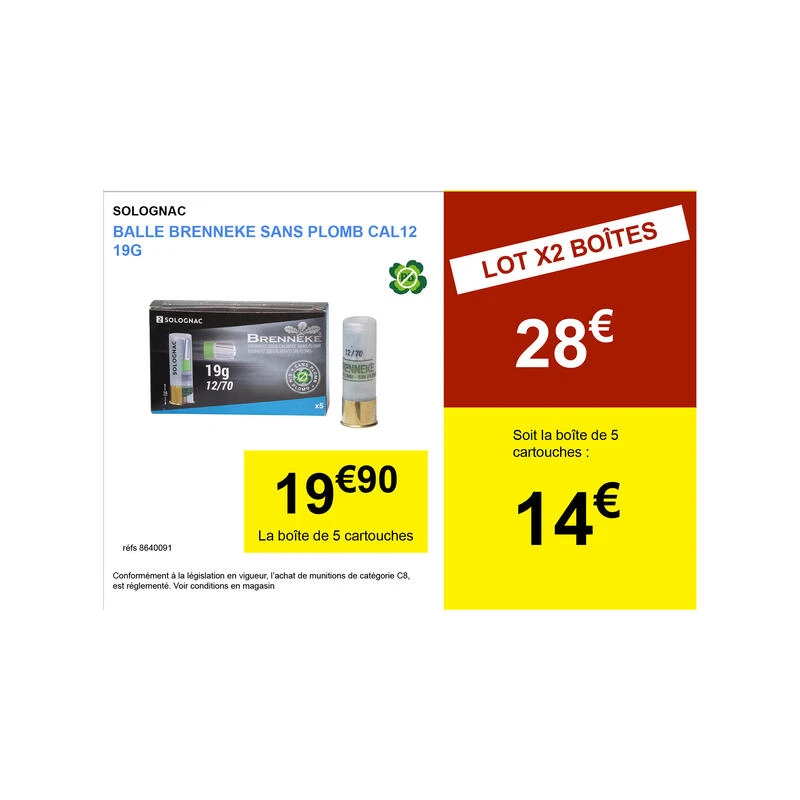 BALLE BRENNEKE SANS PLOMB 19 G CALIBRE 12/70 X 5 4 BALLE BRENNEKE SANS PLOMB 19 G CALIBRE 12/70 X 5 – Image 2