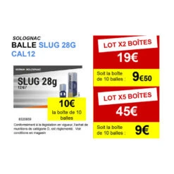 Cartouche Balle Slug 28gr CAL12/67 X10 -Plein Air Pêche Magasin cartouche balle slug 28gr cal1267 x10 1