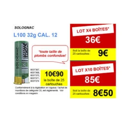 CARTOUCHE L100 32g CALIBRE 12/70 PLOMB N°9 X25 -Plein Air Pêche Magasin cartouche l100 32g calibre 1270 plomb n9 x25 1
