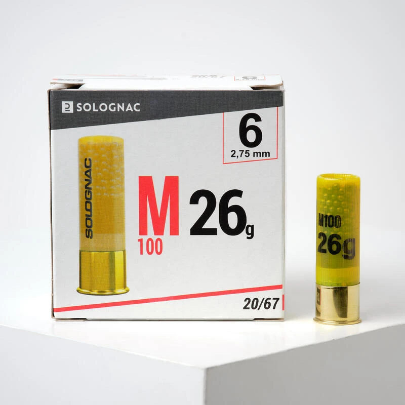CARTOUCHE M100 CALIBRE 20/67 26G PLOMB N°6 X25 3 CARTOUCHE M100 CALIBRE 20/67 26G PLOMB N°6 X25
