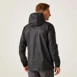 Regatta Pack-It III Homme Randonnée Veste Imperméable - Noir -Plein Air Pêche Magasin pack it iii homme randonnee veste impermeable noir 3