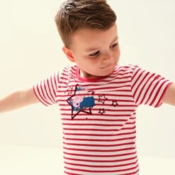 Regatta Peppa Stripe T-shirt De Marche à Manches Courtes Pour Enfant - Rouge
