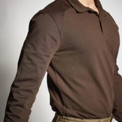 POLO MANCHES LONGUES RENFORT MARRON 100 -Plein Air Pêche Magasin polo manches longues renfort marron 100 2