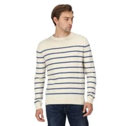 Regatta Pull CAUTLEY Homme (Blanc / Denim Foncé) -Plein Air Pêche Magasin pull cautley homme blanc denim fonce 2