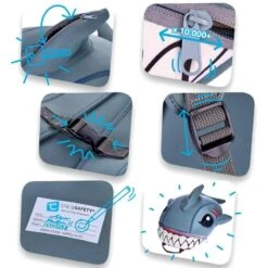 Sac à Dos Pour Enfants | Requin Gris | Crazy Safety | Testé Et Certifié -Plein Air Pêche Magasin sac a dos pour enfants requin gris crazy safety teste et certifie 2