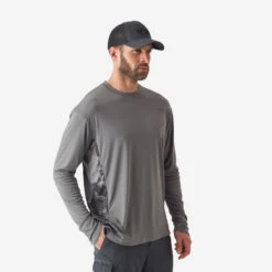 Tee-shirt De Pêche Anti-UV 500 Gris -Plein Air Pêche Magasin tee shirt de peche anti uv 500 gris 1