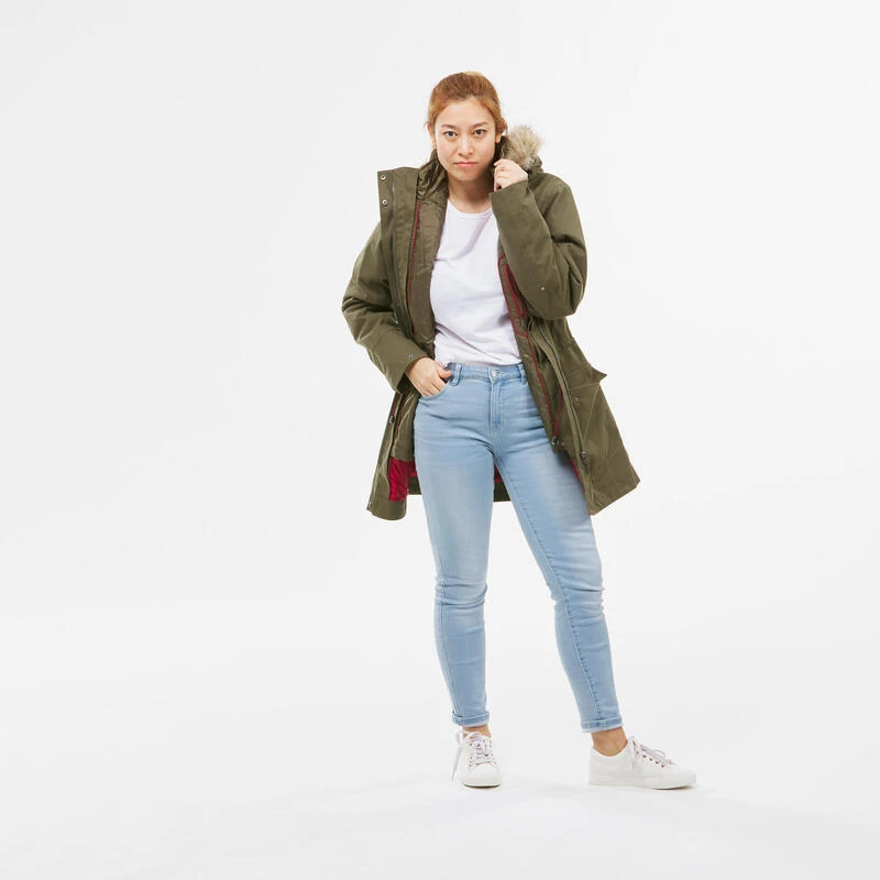 Veste 3en1 Imperméable De Trek Voyage - Travel 700 -10° - Kaki - Femme 12 Veste 3en1 Imperméable De Trek Voyage - Travel 700 -10° - Kaki - Femme – Image 10