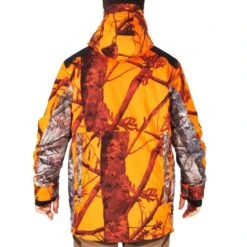 VESTE CHASSE IMPERMÉABLE CHAUDE SILENCIEUSE CAMO FLUO POSTE 500 -Plein Air Pêche Magasin veste chasse impermeable chaude silencieuse camo fluo poste 500 2
