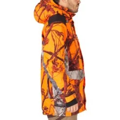 VESTE CHASSE IMPERMÉABLE CHAUDE SILENCIEUSE CAMO FLUO POSTE 500 -Plein Air Pêche Magasin veste chasse impermeable chaude silencieuse camo fluo poste 500 4