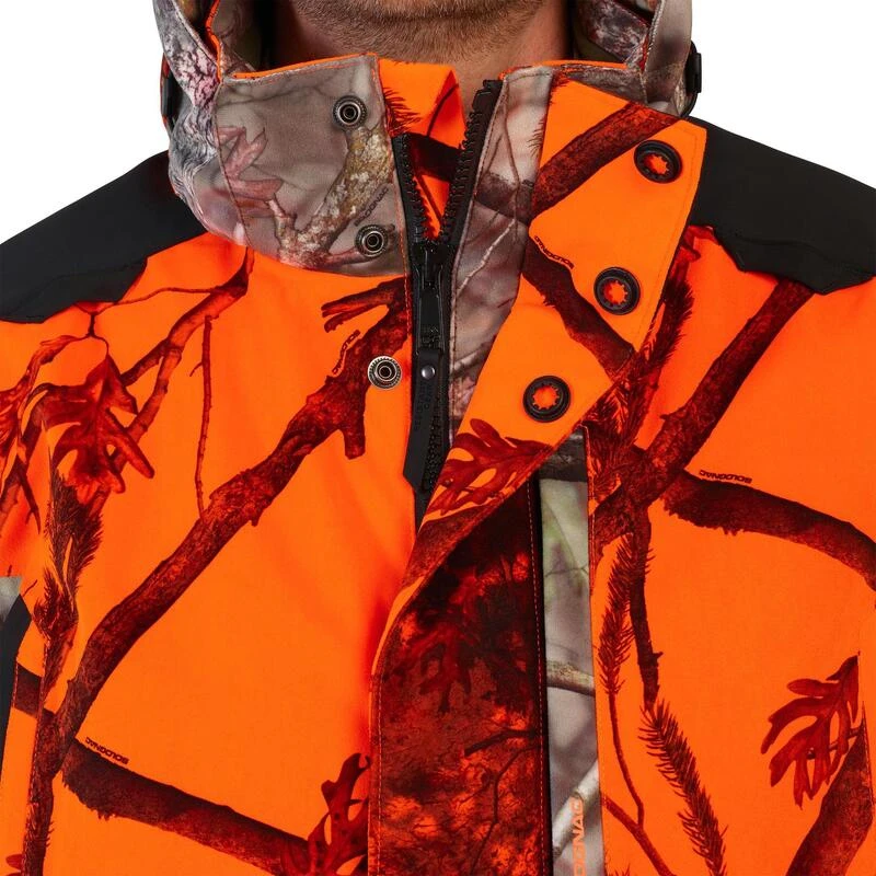 VESTE CHASSE POSTE IMPERMÉABLE CHAUDE 3 EN 1 CAMO FLUO 900 12 VESTE CHASSE POSTE IMPERMÉABLE CHAUDE 3 EN 1 CAMO FLUO 900 – Image 10