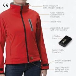 Veste Softshell Chauffante Coupe Étroite Femme - Manteau Coupe-Vent - Rouge 9 Veste Softshell Chauffante Coupe Étroite Femme - Manteau Coupe-Vent - Rouge -Plein Air Pêche Magasin veste softshell chauffante coupe etroite femme manteau coupe vent rouge 2